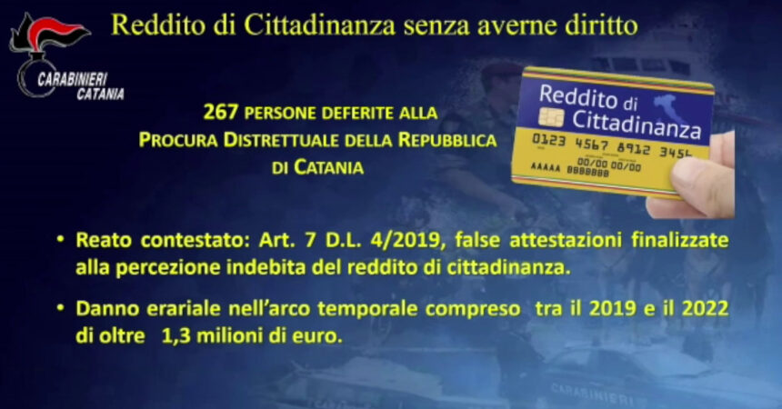 Denunciati 267 “furbetti” del Reddito di Cittadinanza nel Catanese