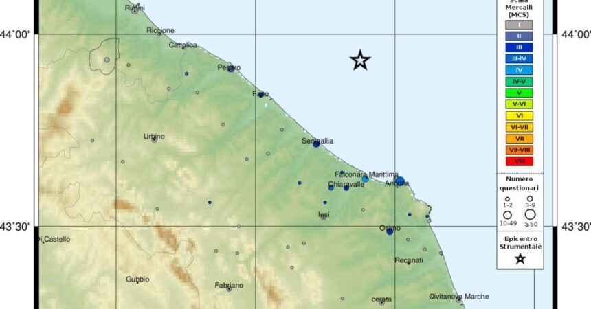 Terremoti, scossa magnitudo 3.9 nelle Marche