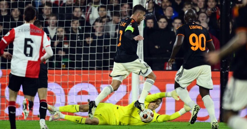 La Roma rimonta con Lukaku, 1-1 in casa del Feyenoord