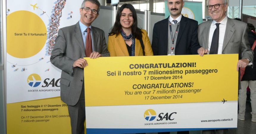 L’aeroporto di Catania premia il 7 milionesimo passaggero del 2014