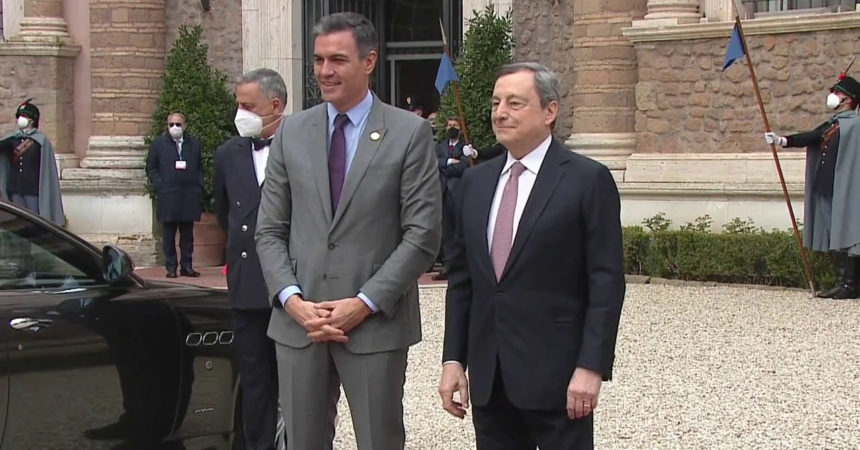 Il premier Mario Draghi incontra Sanchez, Costa e Mitsotakis